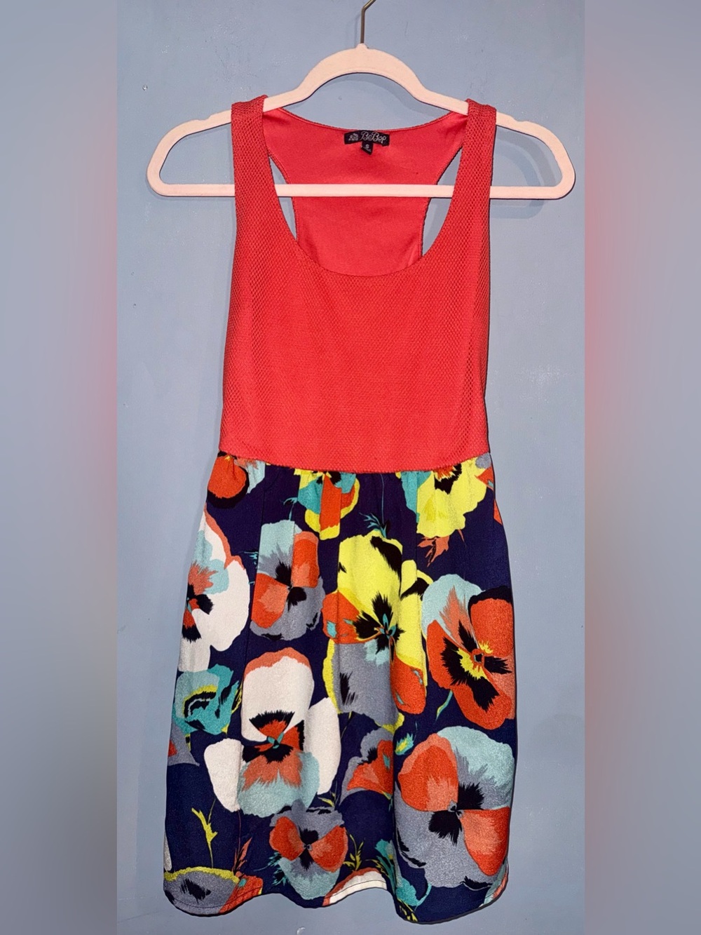 BeBop Coral Floral Sleeveless Fit & Flare Dress S
